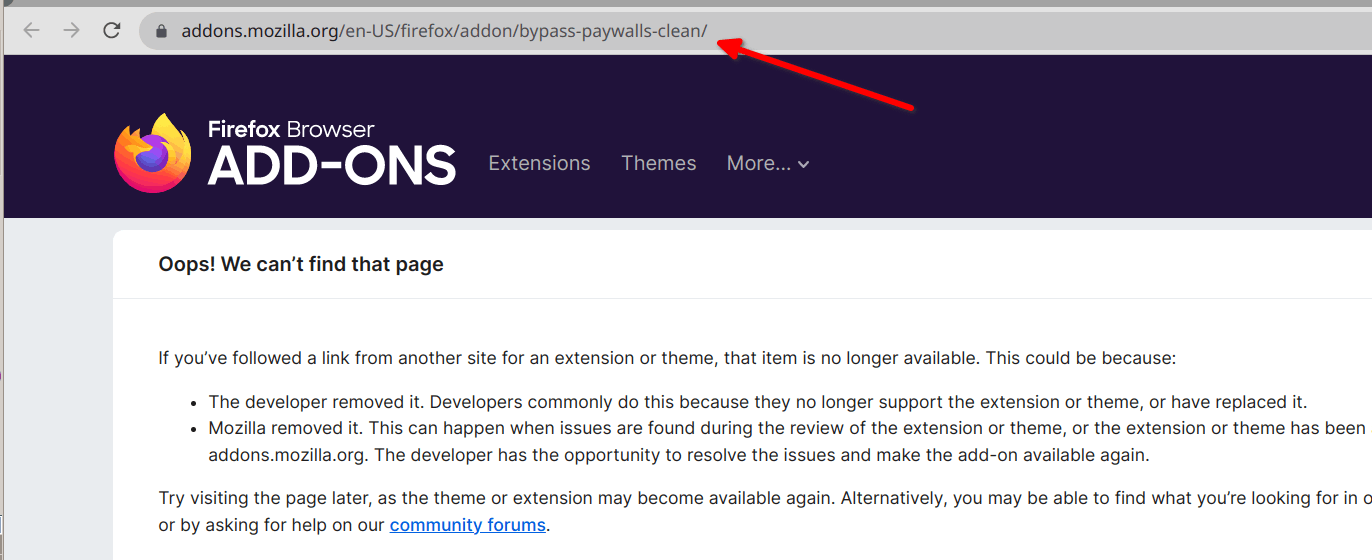Mozilla Removed The Bypass Paywalls Clean Add On