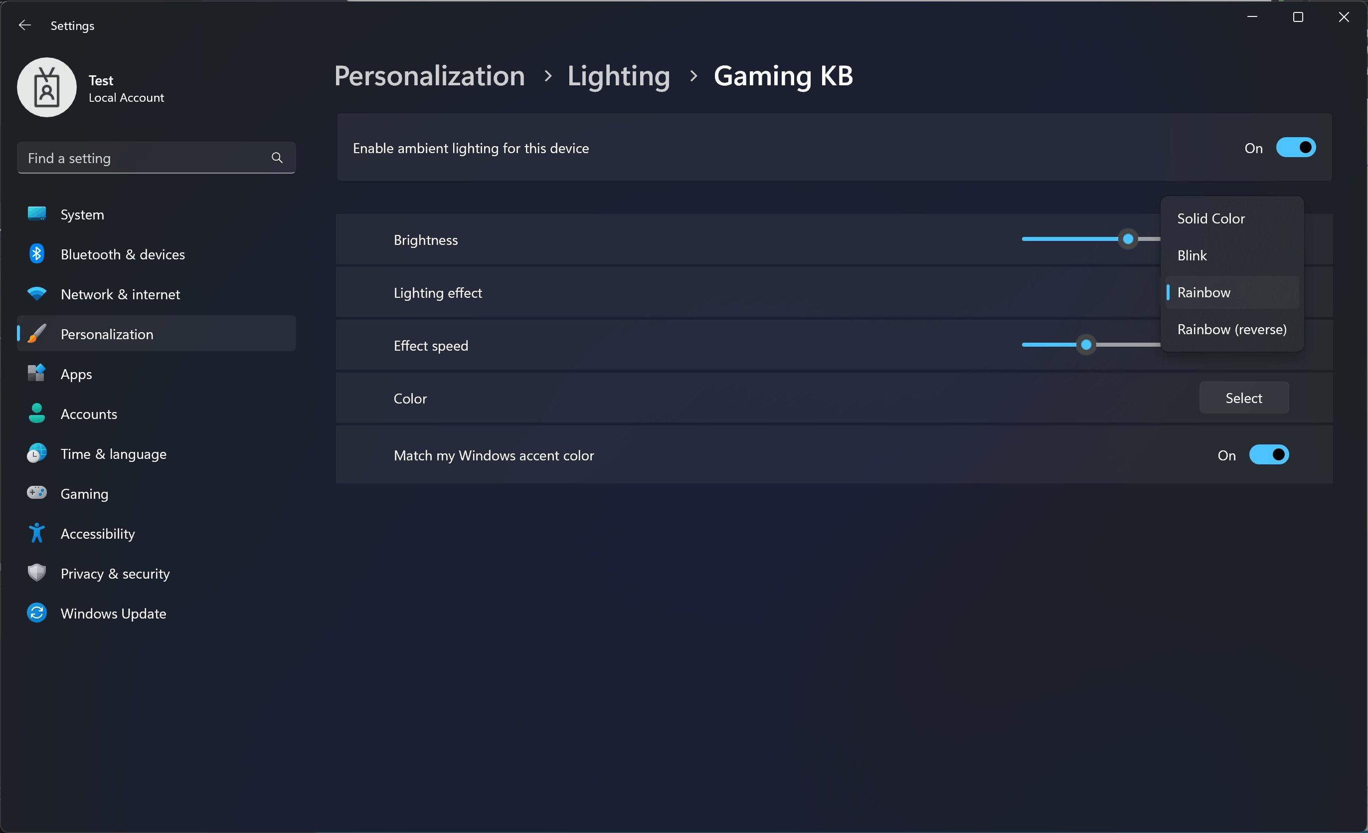 RGB Lighting Options For A Device