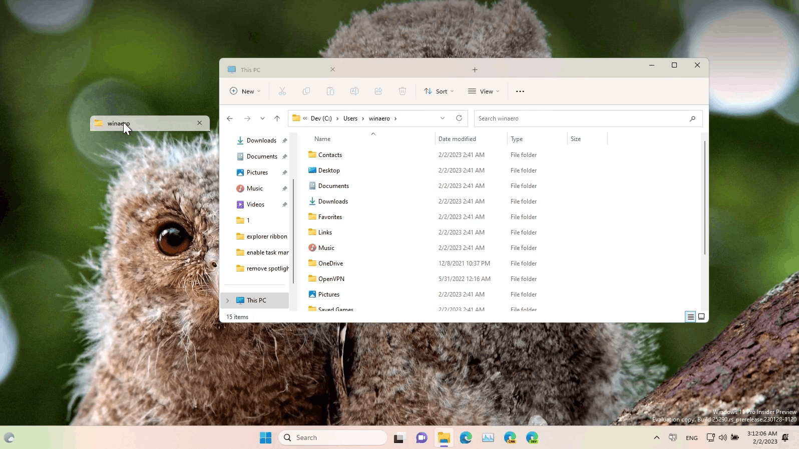 Drag A Tab Out Of File Explorer Window