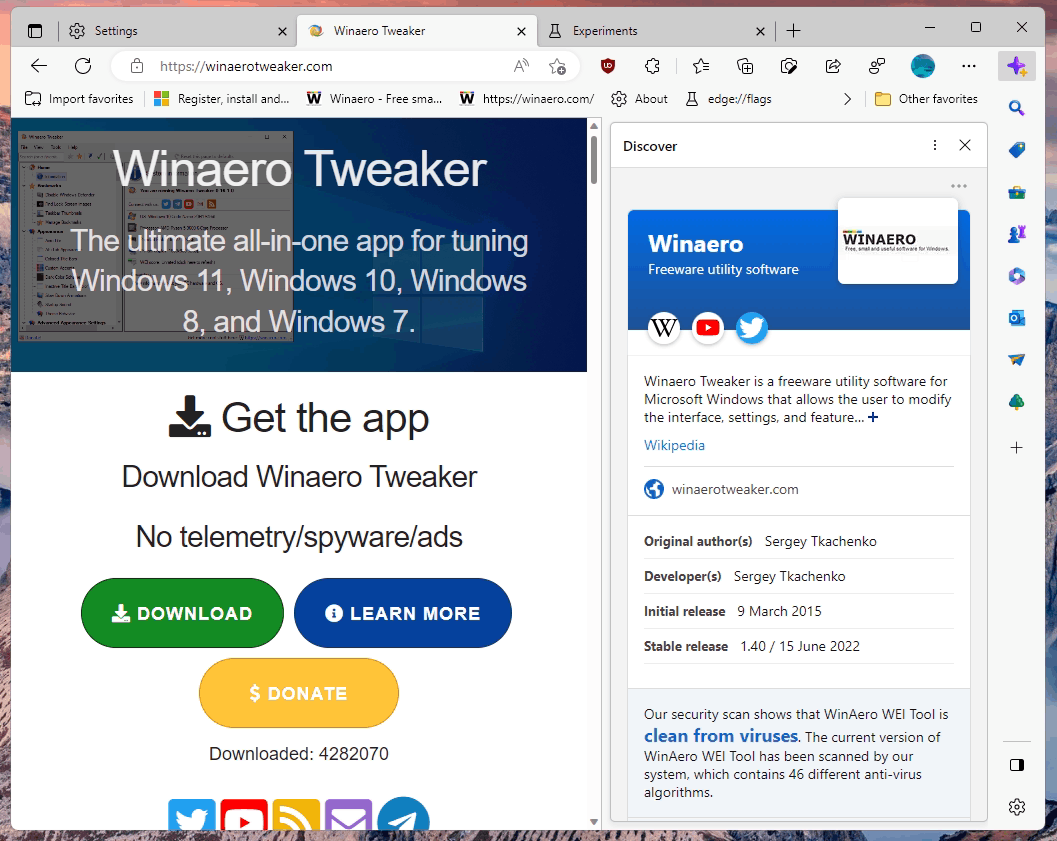 Discover feature in Microsoft Edge