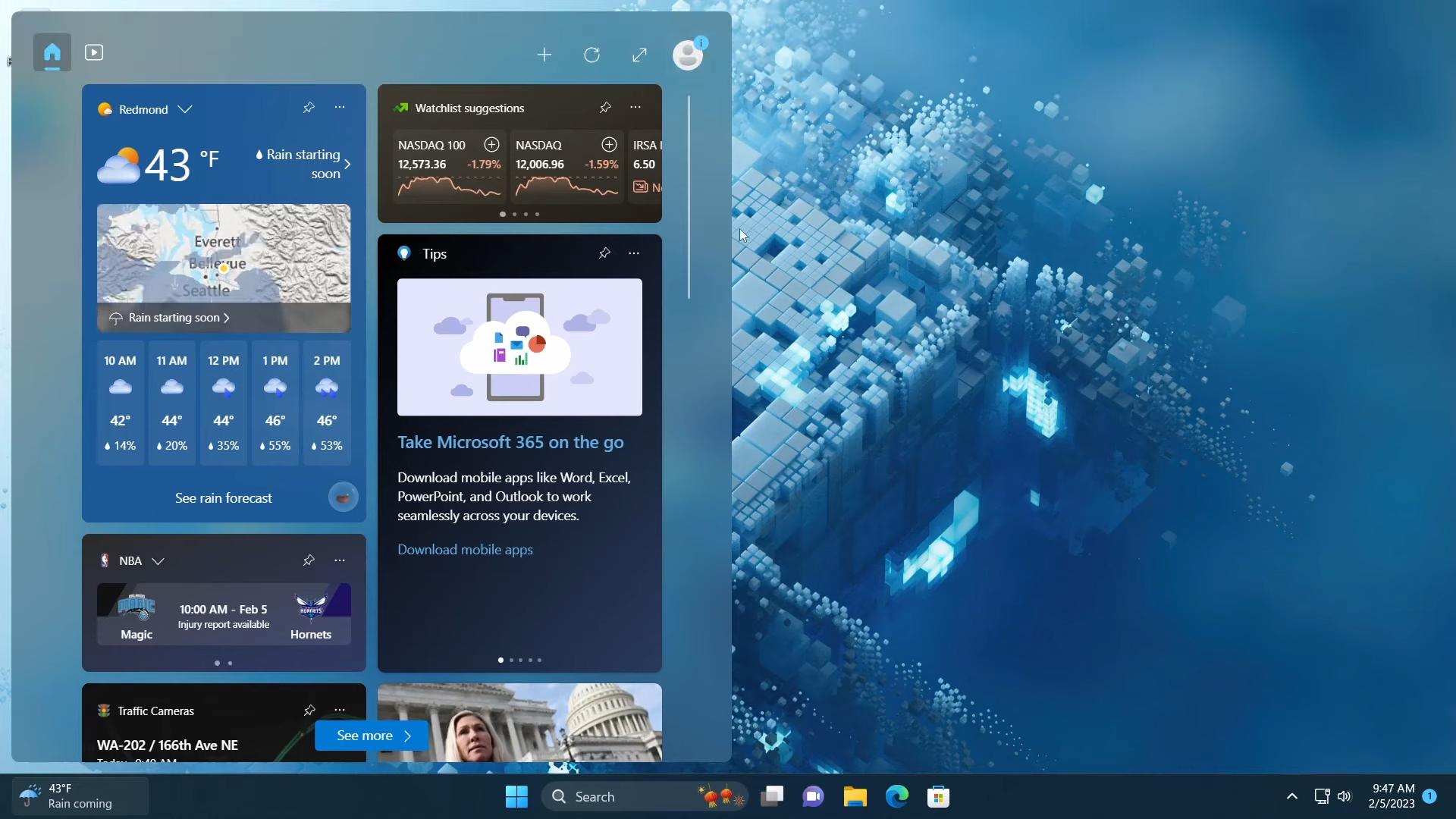 Widgets can work without a Microsoft Account