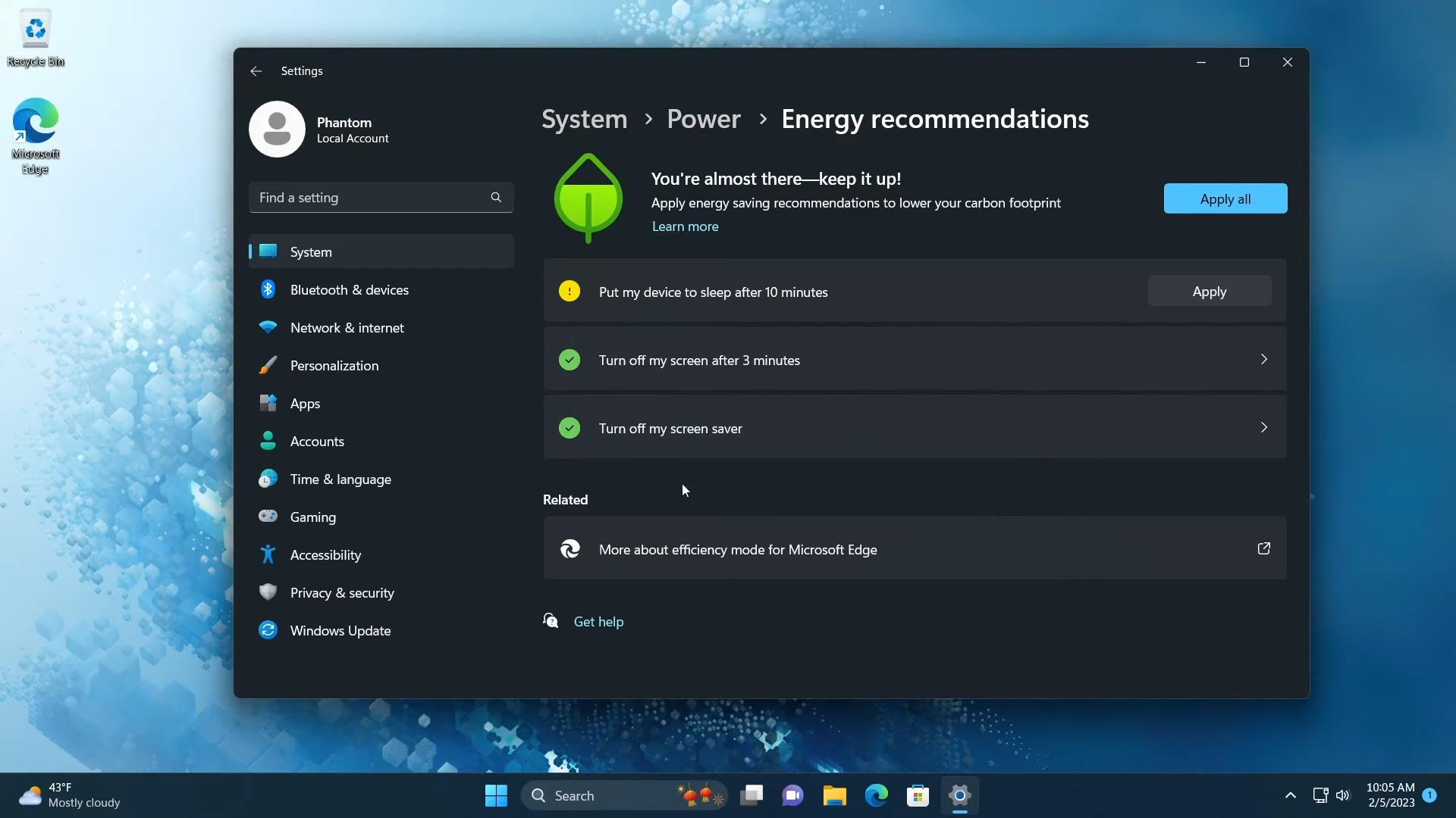 Energy Settings in Windows 11 Moment 2 Update