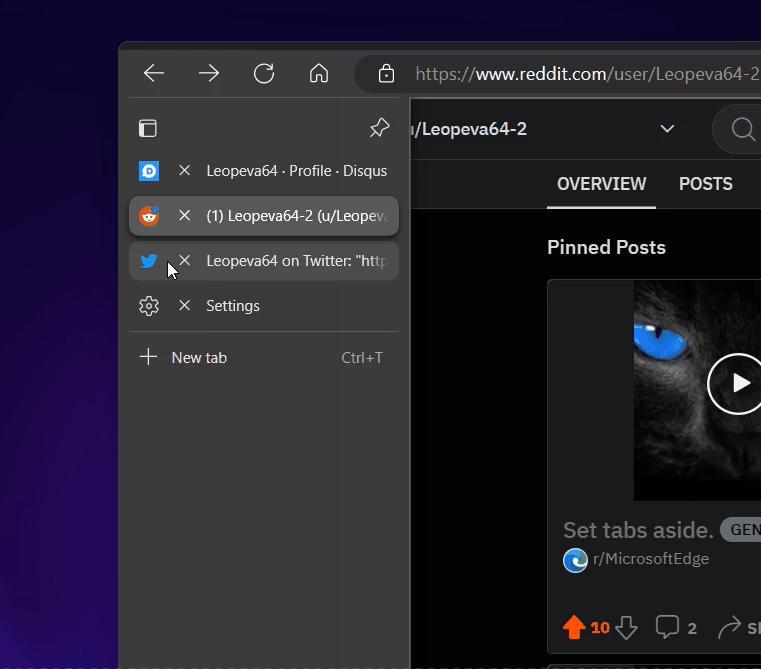 Close Button On The Left For Vertical Tabs In Edge