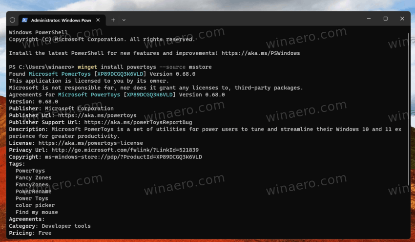 PowerToys Install With Winget