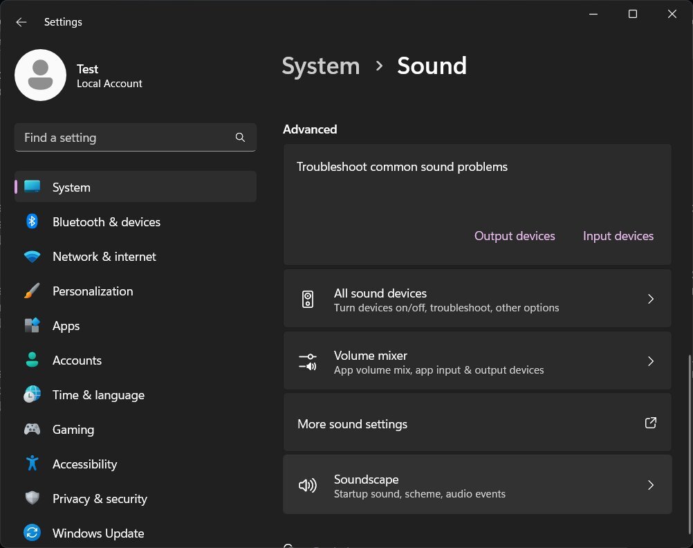 The Sound Theme Page In Settings