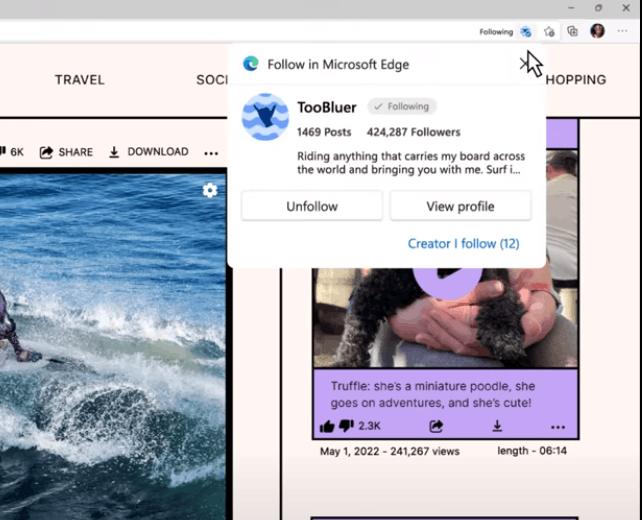 Follow Creators Feature In Edge Is Leaking Your Data To Bing