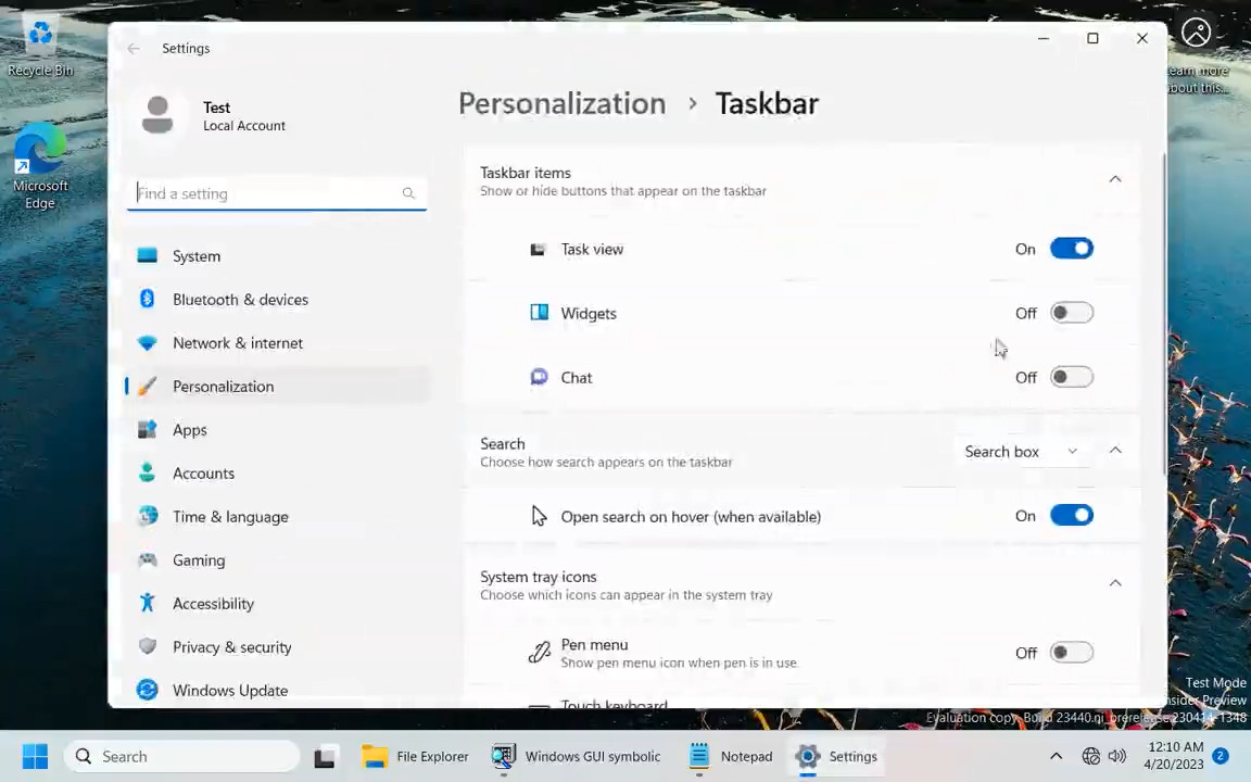 Windows 11 Taskbar Text Labels