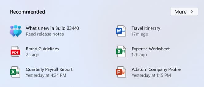 Start Recommended Whats New In Build 23440