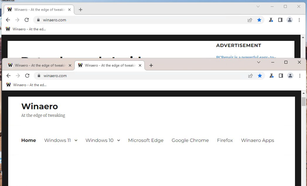 Google Chrome with Mica titlebar enabled