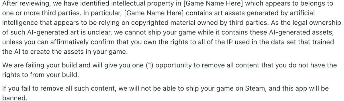 AI-generated content on Steam blocked by copyright law, Valve says