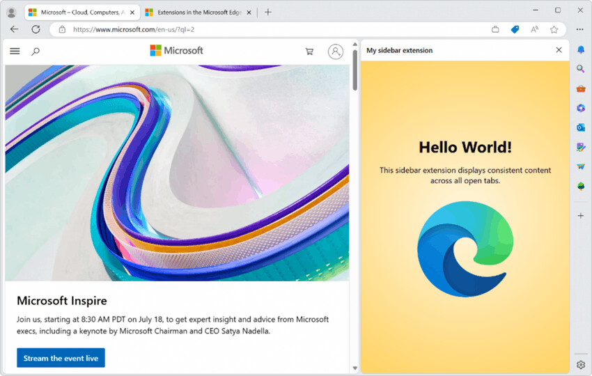 Microsoft invites developers to build sidebar extensions for Edge