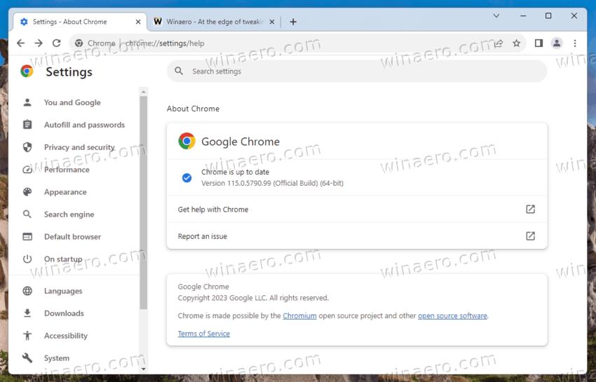 Google Chrome 115