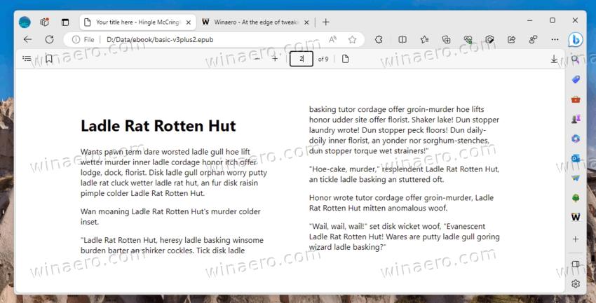 An EPUB File Open In Microsoft Edge