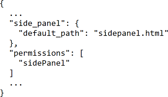 Sidebar Extension Manifest Sample