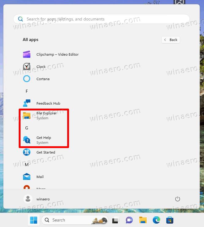 System Label For Inbox Apps In The Start Menu
