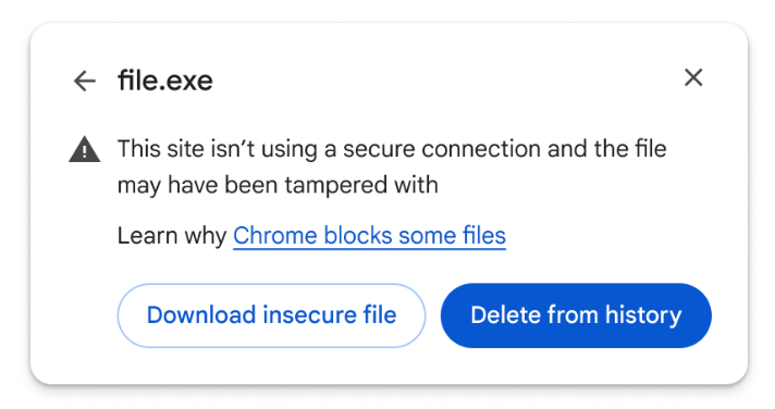 Chrome Insecure Download Warning