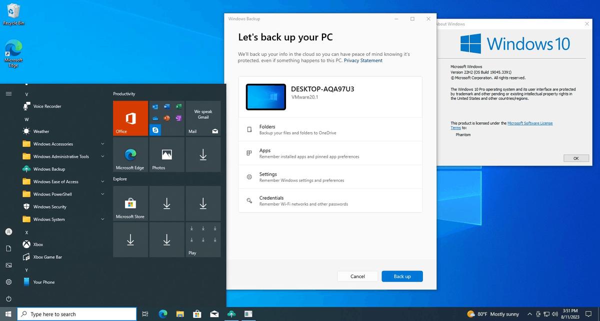 Windows Backup App Running On Windows 10
