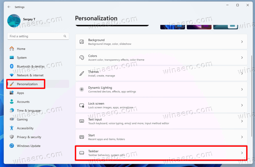 Click On Personalizaton Taskbar