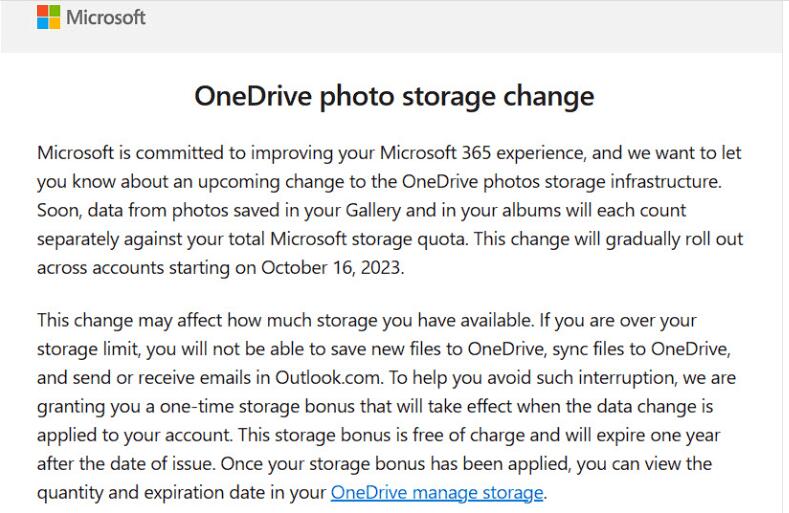 New OneDrive Storage Policy