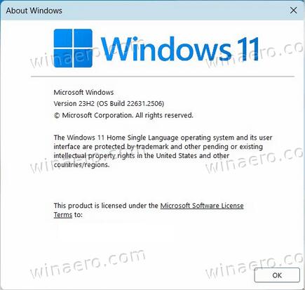 Windows 11 23h2 Winver