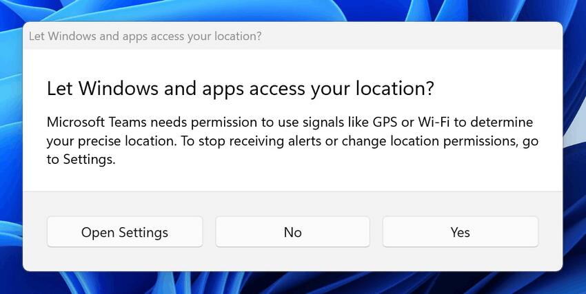 Windows 11 App Access Location Prompt