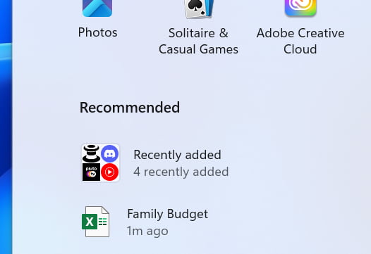 Recently Added Apps Grouping