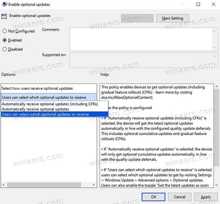 Windows 10 New Group Policy For Optional Updates Thumb