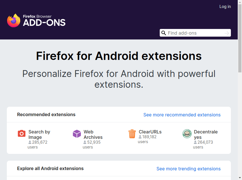 officially launched extension support in Firefox for Android