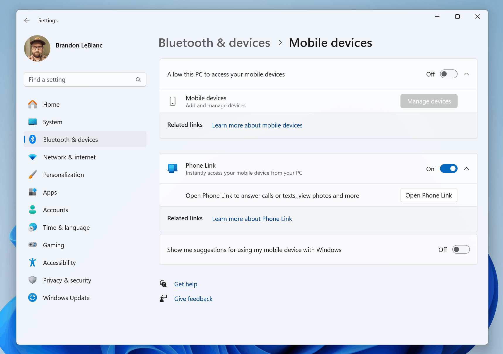 Mobile Devices Settings