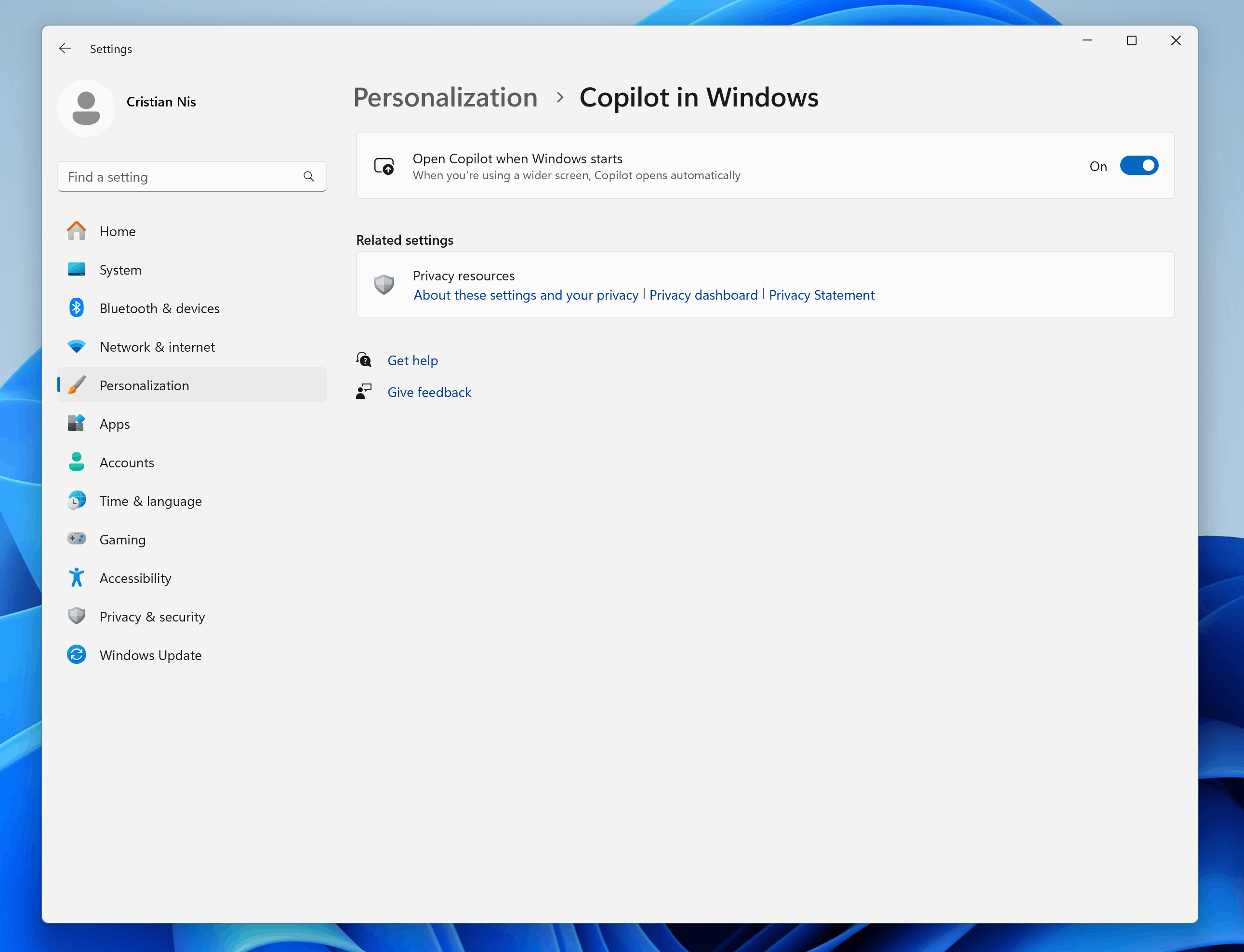 Copilot AutoStart Setting In Windows 11