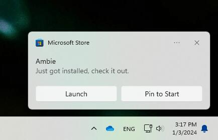 Microsoft Store App Install Toast Notification