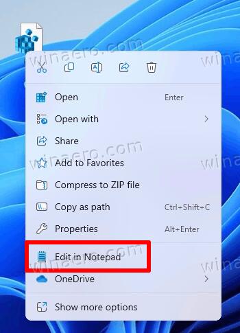 Windows 11 Edit In Notepad Item In The Modern Menu