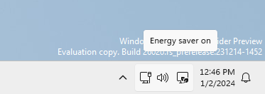Energy Saver Icon Systray