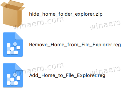 Reg Files that add or remove the Home folder