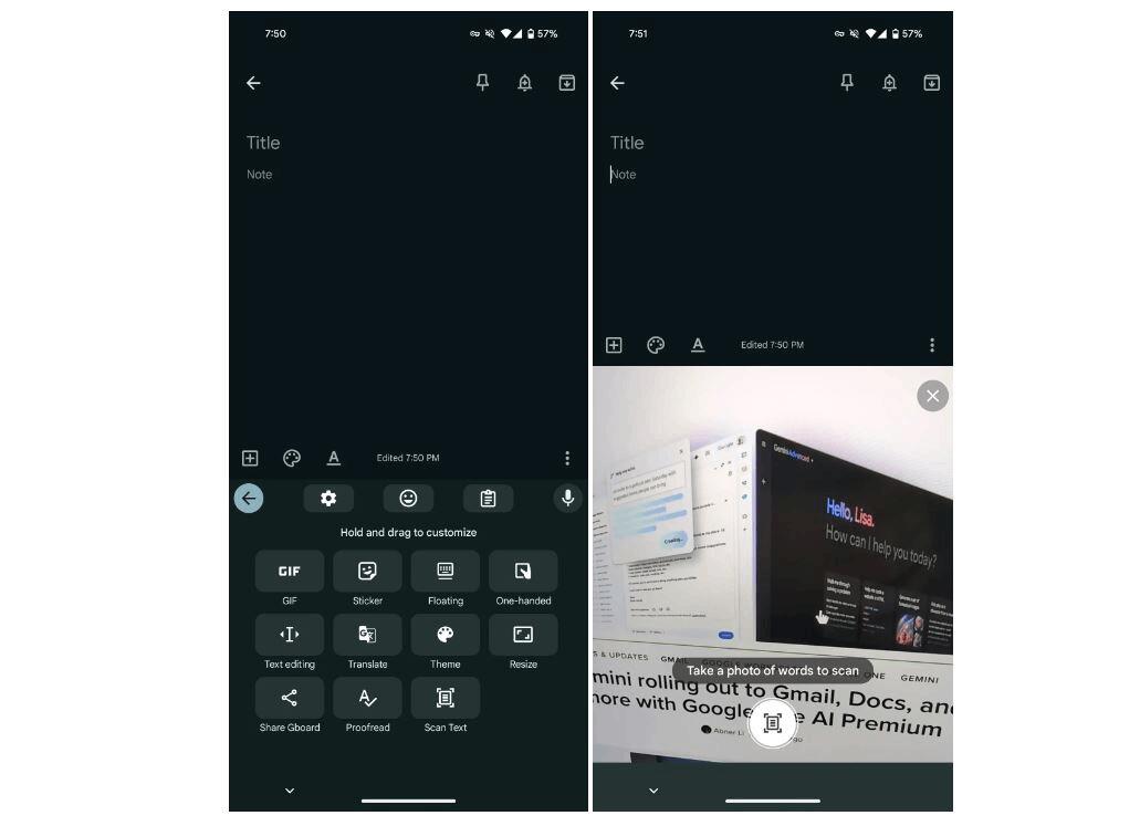 Gboard Scan Text OCR Tool
