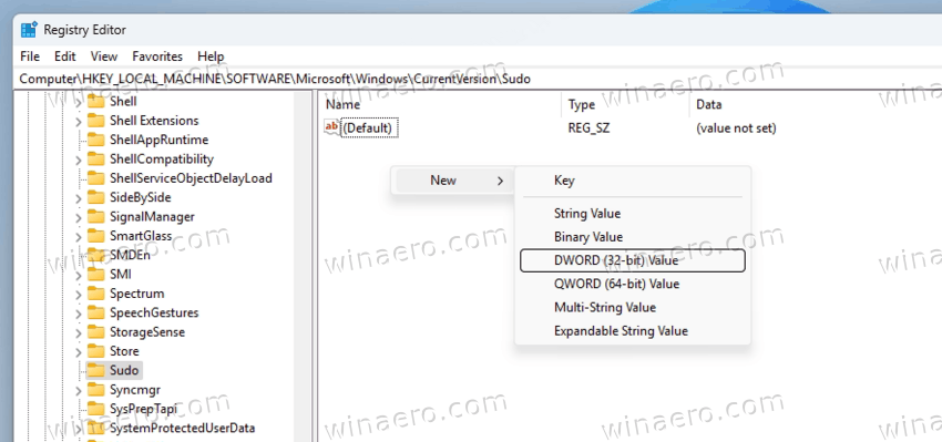 Create Enabled Dword Value