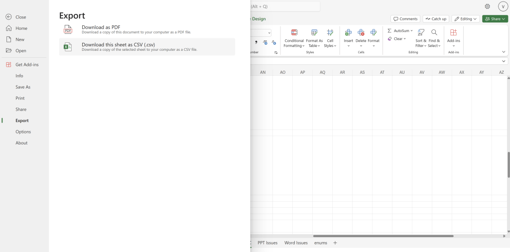 Excel For Web Export To CSV