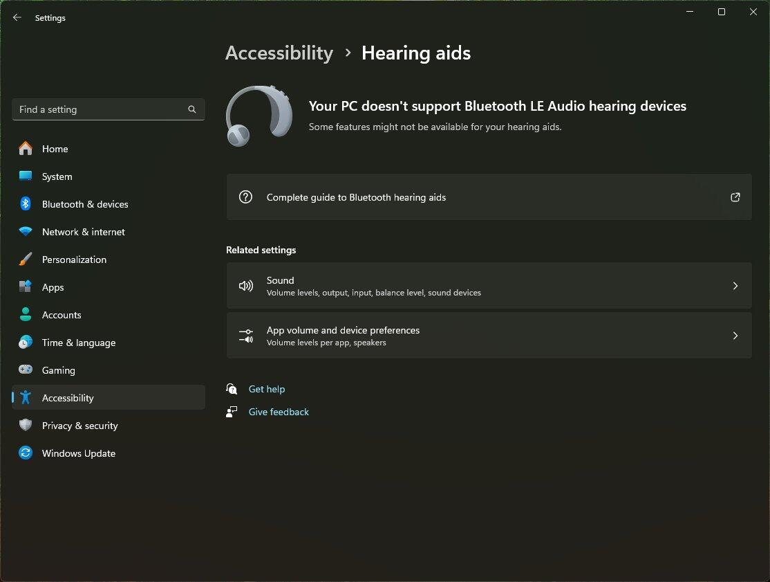 Windows 11 Hearing Aids
