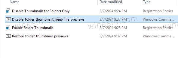 batch file to disable thumbnails for folders