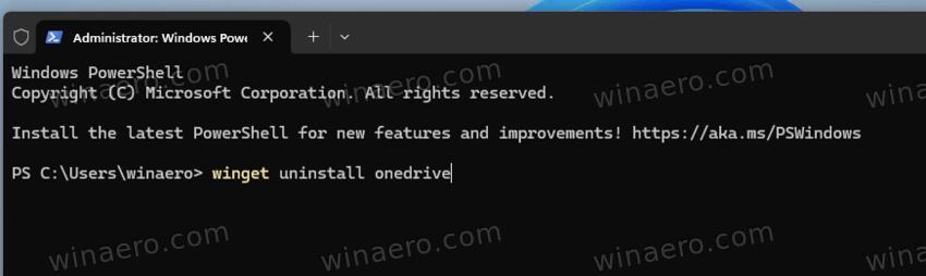 Uninstall OneDrive with Winget