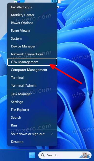 Select Disk Management from the menu