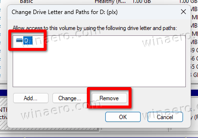 Remove Drive Letter in Windows 11 with Disk Management