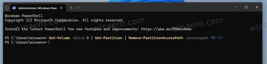 Windows 11 Remove Drive Letter in PowerShell