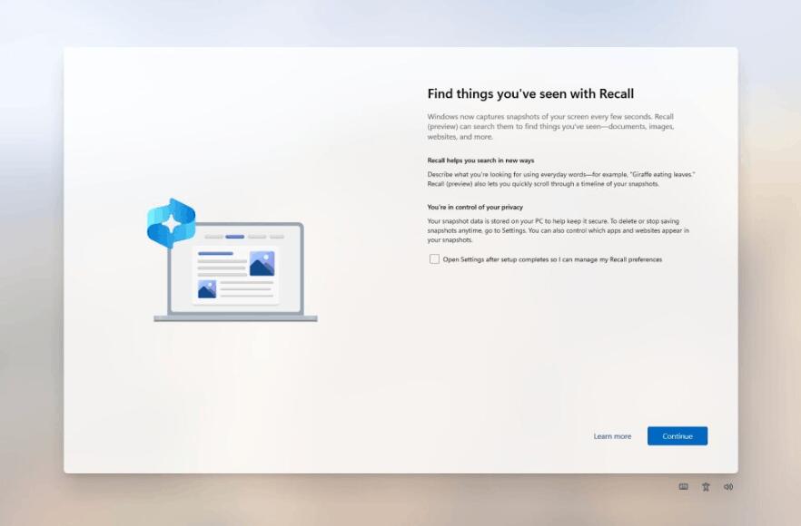 Recall Page In Windows 11 OOBE