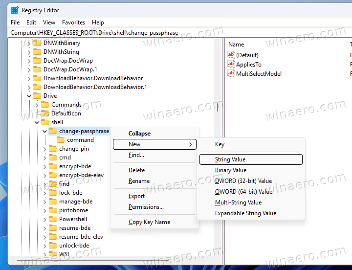 The change-passphrase key