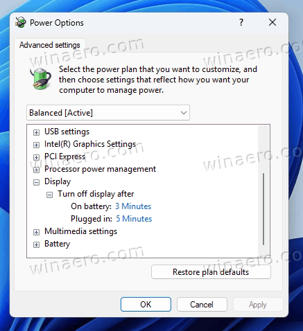 Windows 11 Turn Off Display Timeout in Control Panel