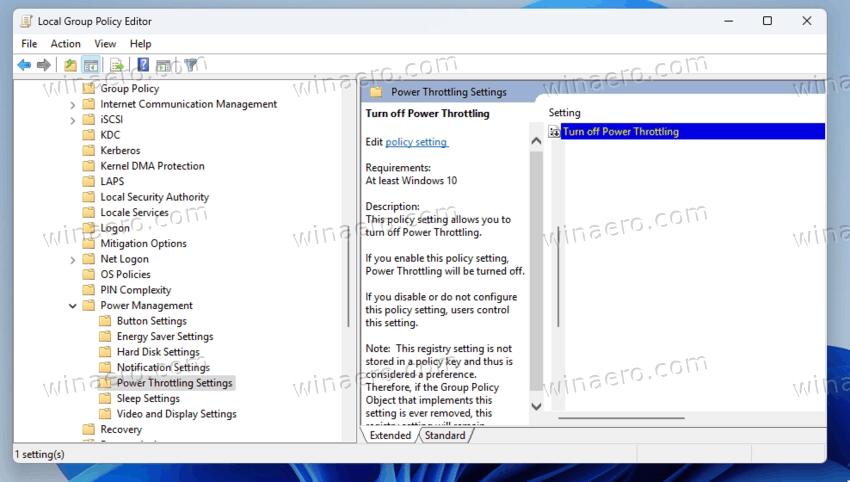 Turn Off Power Throttling Group Policy