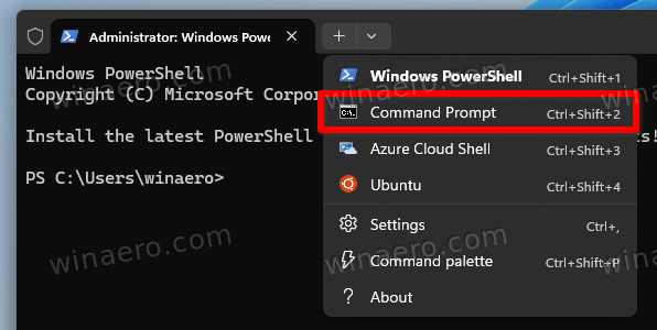 Select Command Prompt In Terminal