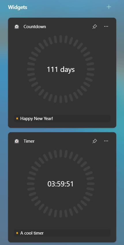 Windows 11 Timer Countdown Widgets