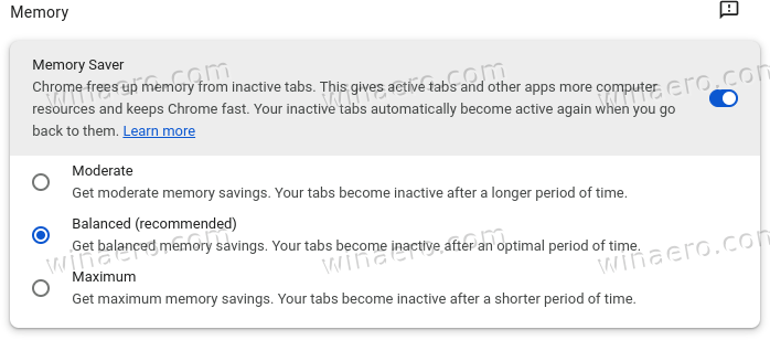 Chrome Memory Saver Modes